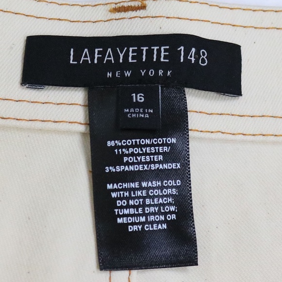 Lafayette 148 Women's Size 16 Stretch Twill Wide Leg Crop Pants Pockets Cream - Picture 13 of 13